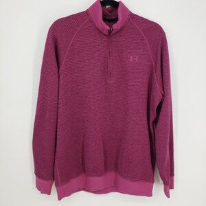 Under Armour Quarter Zip Pullover Sweatshirt XL‎ Mens Long Sleeve Loose Fit Red
